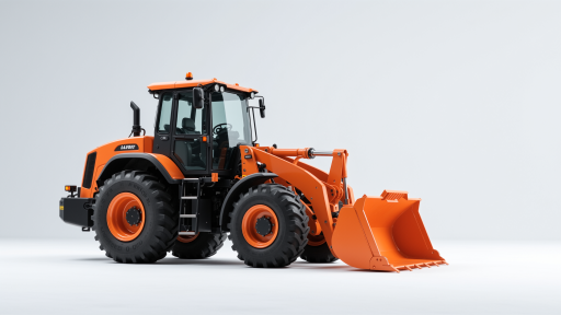 Compact underground dump truck model UDT-200, orange and black color scheme, visible cab and rear dump body.